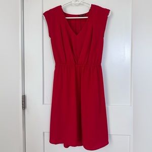 Zip Shoulder Dress in Red